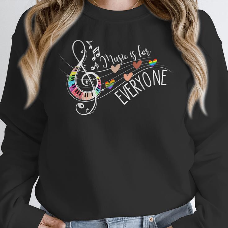 Music Is For Everyone Music Teacher Women Crewneck Sweatshirt, funny design Music Is For Everyone Music Teacher Women Crewneck Sweatshirt, funny design