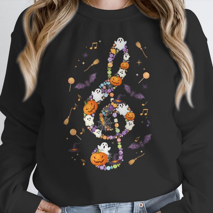 Music Note Symbol Halloween For Music Teacher Musicians Women Crewneck Sweatshirt, funny design