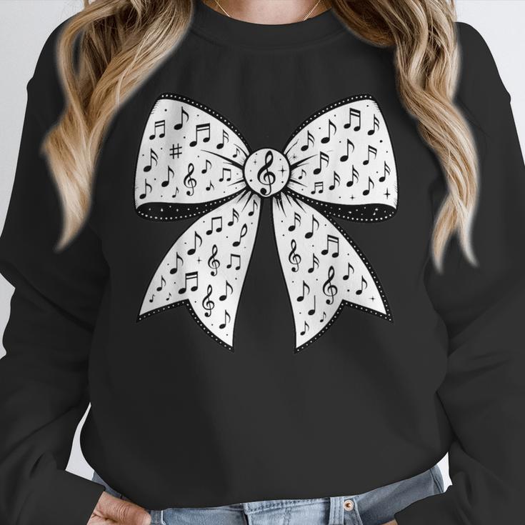 Music Notes Coquette Bow Music Teacher School Musician Band Women Crewneck Sweatshirt, funny design Music Notes Coquette Bow Music Teacher School Musician Band Women Crewneck Sweatshirt, funny design