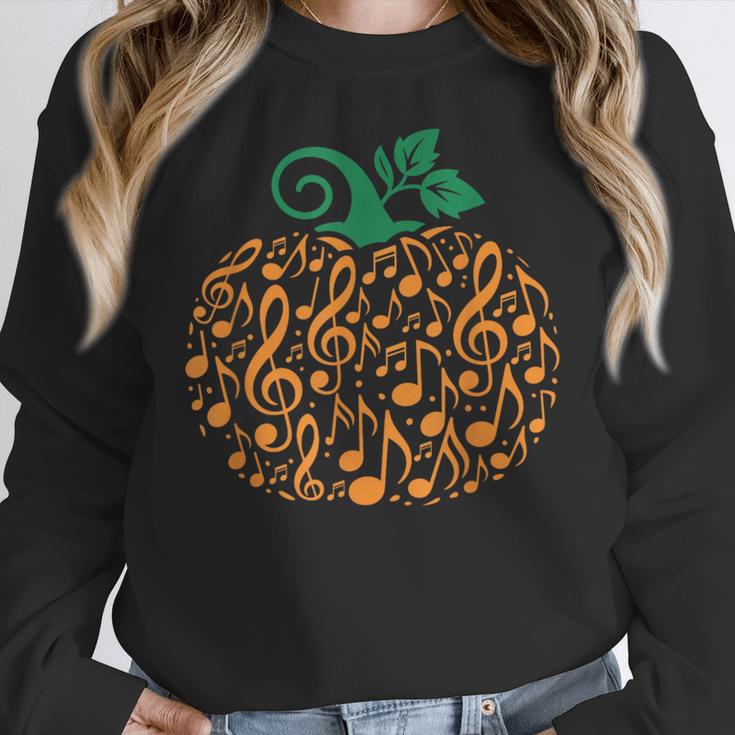 Music Notes Pumpkin Music Teacher Halloween Women Crewneck Sweatshirt, funny design