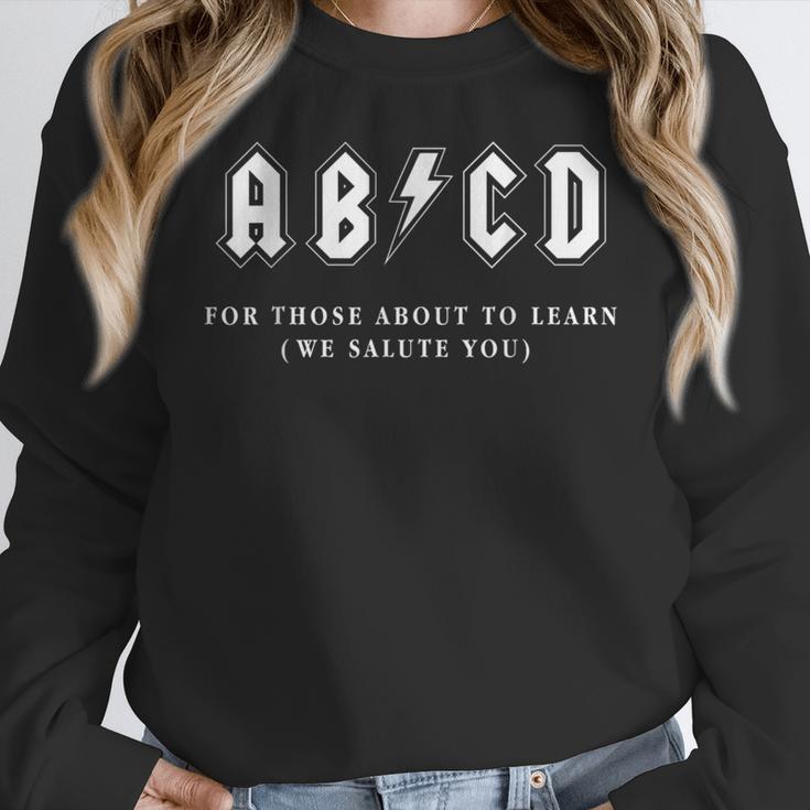 Music Teacher AB CD For Those About To Learn Rock Women Crewneck Sweatshirt, funny design Music Teacher AB CD For Those About To Learn Rock Women Crewneck Sweatshirt, funny design