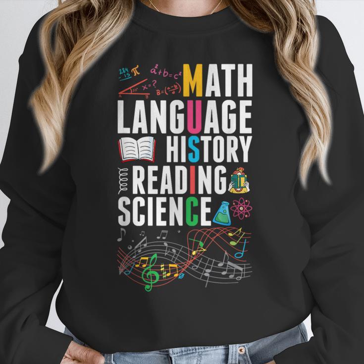 Music Teacher Music Math Language History Reading Science Women Crewneck Sweatshirt, History Teacher Gifts, Science Teacher Gifts, funny design Music Teacher Music Math Language History Reading Science Women Crewneck Sweatshirt, History Teacher Gifts, Science Teacher Gifts, funny design