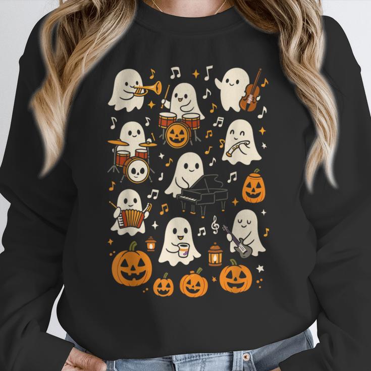 Music Teacher Orchestra Shirt Spooky Halloween Ghost Band Women Crewneck Sweatshirt, funny design Music Teacher Orchestra Shirt Spooky Halloween Ghost Band Women Crewneck Sweatshirt, funny design