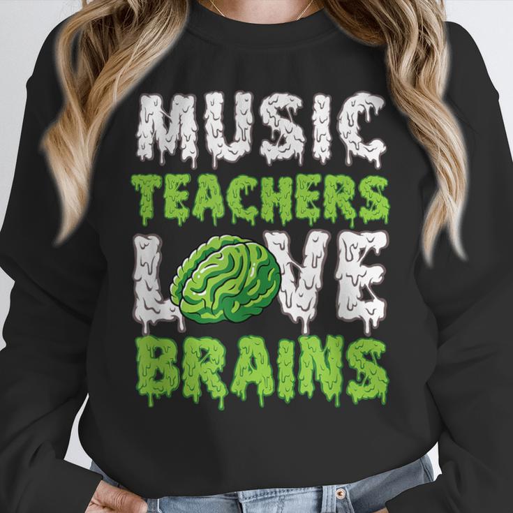 Music Teachers Love Brains Cute Teaching Halloween Women Crewneck Sweatshirt, funny design Music Teachers Love Brains Cute Teaching Halloween Women Crewneck Sweatshirt, funny design