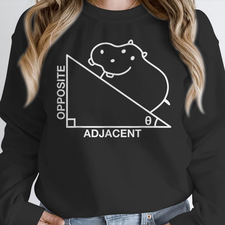 Nerdy Hippotenuse Hypotenuse Hippopotamus Math Teacher Women Crewneck Sweatshirt, funny design