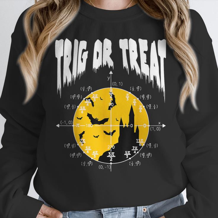 Nerdy Trig Or Treat Halloween Costume Math Teacher Women Crewneck Sweatshirt, funny design Nerdy Trig Or Treat Halloween Costume Math Teacher Women Crewneck Sweatshirt, funny design