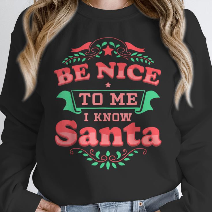 Be Nice To Me I Know Santa Teacher Christmas Men Women Women Crewneck Sweatshirt, funny design Be Nice To Me I Know Santa Teacher Christmas Men Women Women Crewneck Sweatshirt, funny design