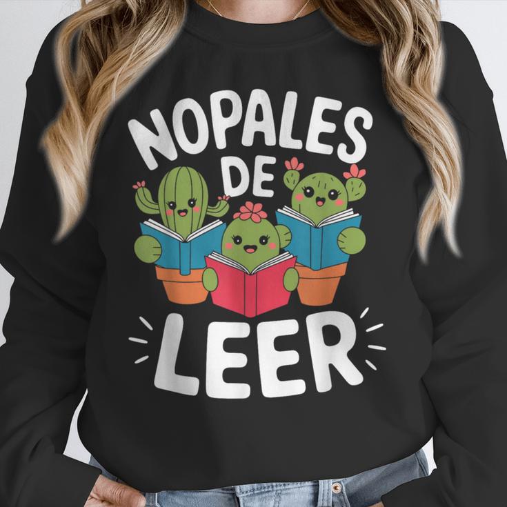 Nopales De Leer Bilingual Teacher Maestra Spanish Teacher Women Crewneck Sweatshirt, funny design Nopales De Leer Bilingual Teacher Maestra Spanish Teacher Women Crewneck Sweatshirt, funny design