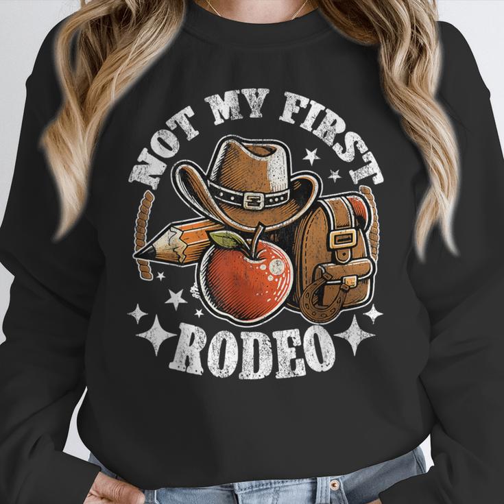 Not My First Rodeo Back To School Teacher Women Crewneck Sweatshirt, funny design Not My First Rodeo Back To School Teacher Women Crewneck Sweatshirt, funny design