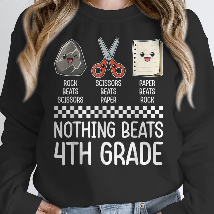 Nothing Beats 4th Grade Back To School Kids Teachers Women Crewneck Sweatshirt, funny design