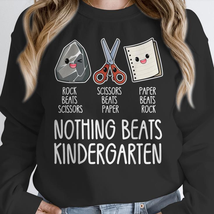 Nothing Beats Kindergarten Back To School Kid Teacher Women Crewneck Sweatshirt, funny design