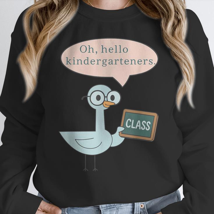 Oh Hello Kindergarteners Shirt Cute Pigeon Teacher Tee Women Crewneck Sweatshirt, funny design Oh Hello Kindergarteners Shirt Cute Pigeon Teacher Tee Women Crewneck Sweatshirt, funny design