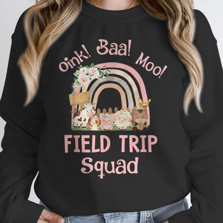 Oink Baa Moo Field Trip Squad Teacher Students Matching Women Crewneck Sweatshirt, funny design Oink Baa Moo Field Trip Squad Teacher Students Matching Women Crewneck Sweatshirt, funny design