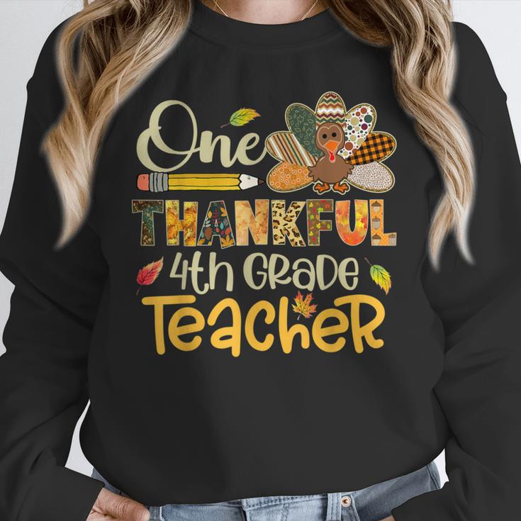 One Thankful 4th Grade Teacher Turkey Leopard Thanksgiving Women Crewneck Sweatshirt, First Grade Teacher Gifts, 4th Grade Teacher Gifts, funny design One Thankful 4th Grade Teacher Turkey Leopard Thanksgiving Women Crewneck Sweatshirt, First Grade Teacher Gifts, 4th Grade Teacher Gifts, funny design