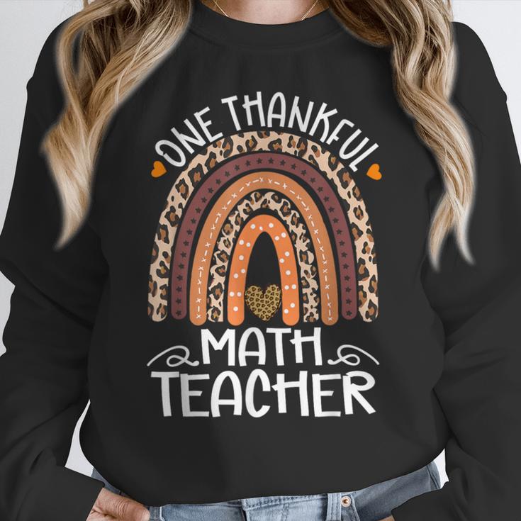 One Thankful Math Teacher Leopard Rainbow Thanksgiving Women Crewneck Sweatshirt, funny design One Thankful Math Teacher Leopard Rainbow Thanksgiving Women Crewneck Sweatshirt, funny design