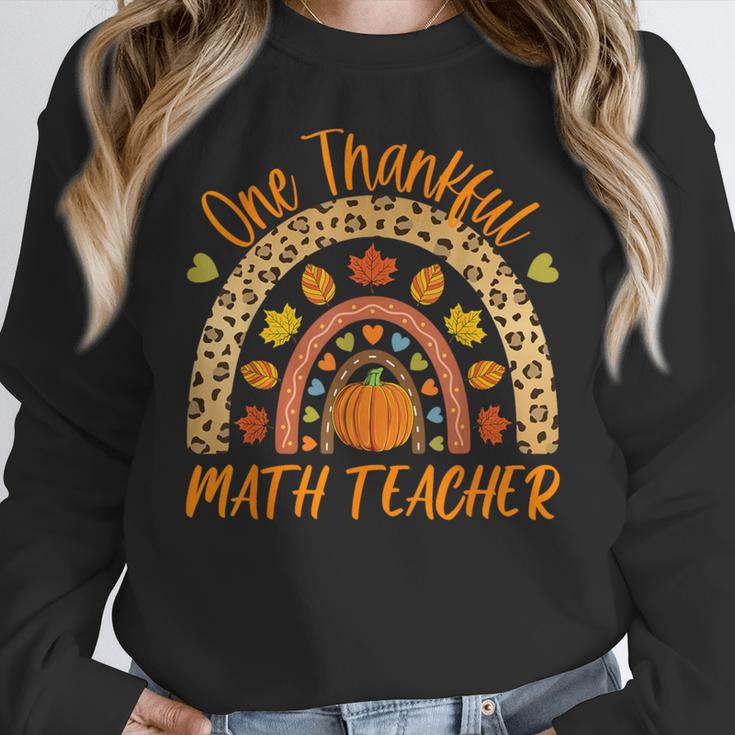 One Thankful Math Teacher Thanksgiving Autumn Fall Rainbow Women Crewneck Sweatshirt, funny design