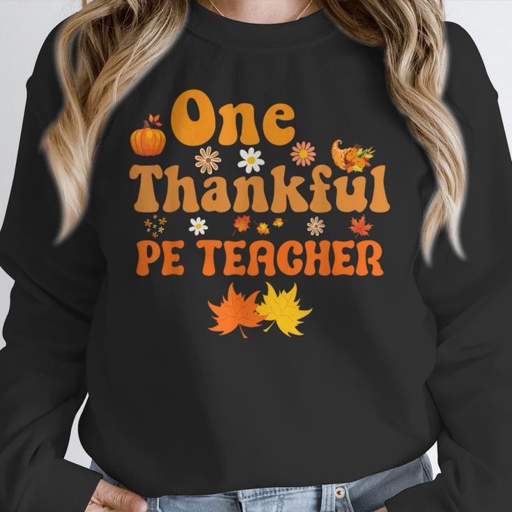One Thankful PE Teacher Thanksgiving Fall Autumn Groovy Women Crewneck Sweatshirt, Pe Teacher Gifts, Groovy Teacher Gifts, funny design One Thankful PE Teacher Thanksgiving Fall Autumn Groovy Women Crewneck Sweatshirt, Pe Teacher Gifts, Groovy Teacher Gifts, funny design