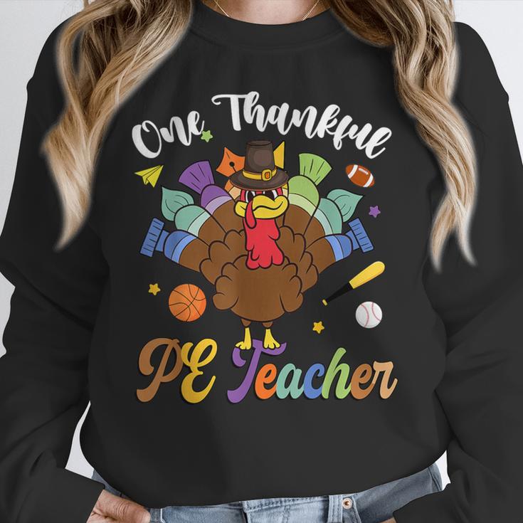 One Thankful PE Teacher Turkey Thanksgiving -Adults & Kids Classic Fit Polyester 100 Short Sleeve Women Crewneck Sweatshirt, Pe Teacher Gifts, funny design One Thankful PE Teacher Turkey Thanksgiving -Adults & Kids Classic Fit Polyester 100 Short Sleeve Women Crewneck Sweatshirt, Pe Teacher Gifts, funny design