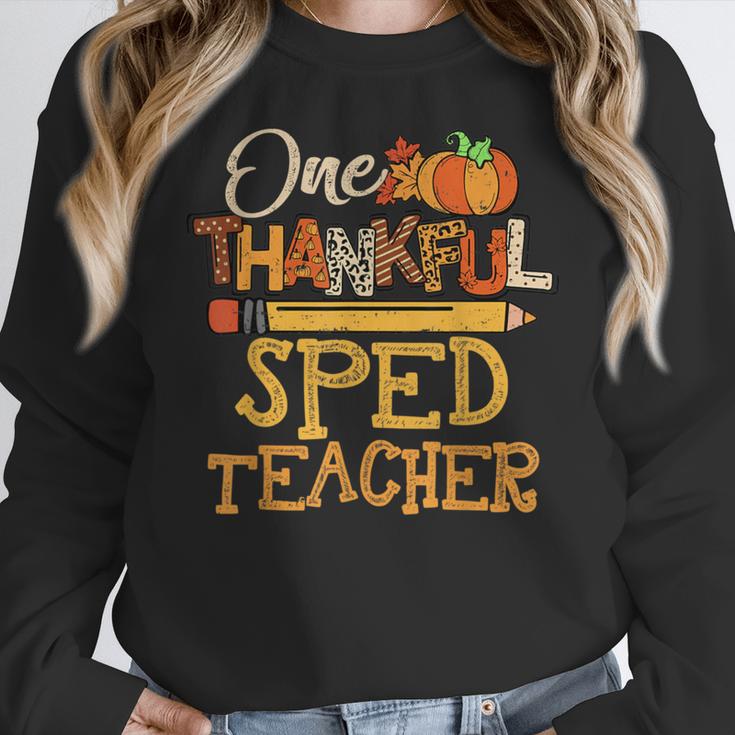 One Thankful Sped Teacher Cute Thanksgiving Women Women Crewneck Sweatshirt, funny design One Thankful Sped Teacher Cute Thanksgiving Women Women Crewneck Sweatshirt, funny design