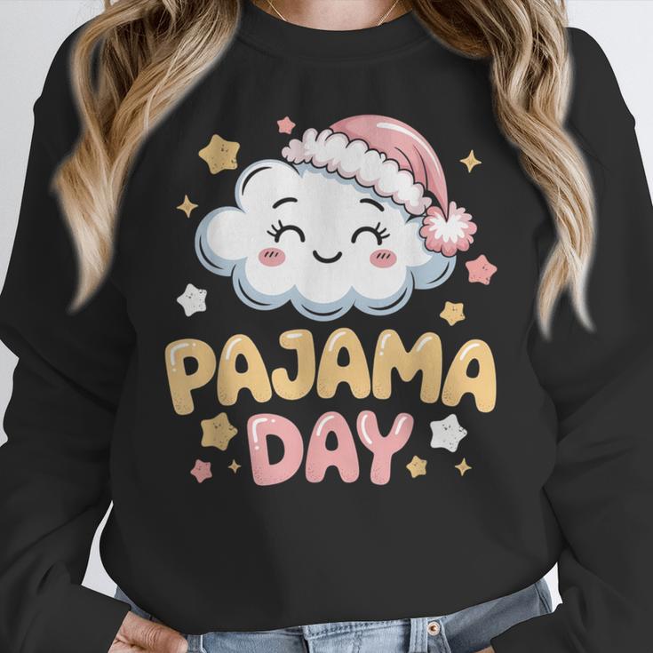 Pajama Day School Spirit Week Fun Cloud Teacher Women Crewneck Sweatshirt, funny design
