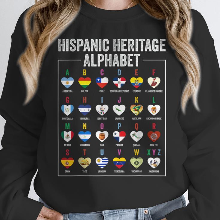 Hispanic Flags Alphabet Hearts Latin Heritage For Teacher Women Crewneck Sweatshirt, funny design