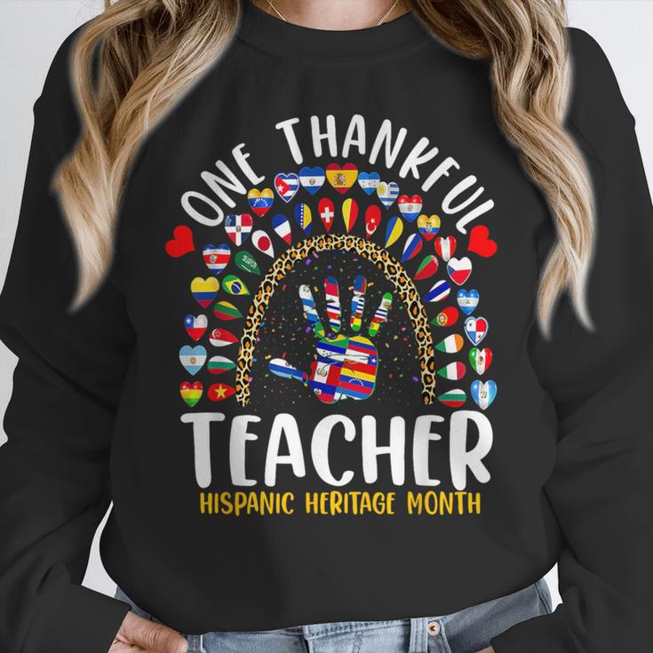 Hispanic Heritage Month One Thankful Teacher Rainbow Women Crewneck Sweatshirt, funny design Hispanic Heritage Month One Thankful Teacher Rainbow Women Crewneck Sweatshirt, funny design