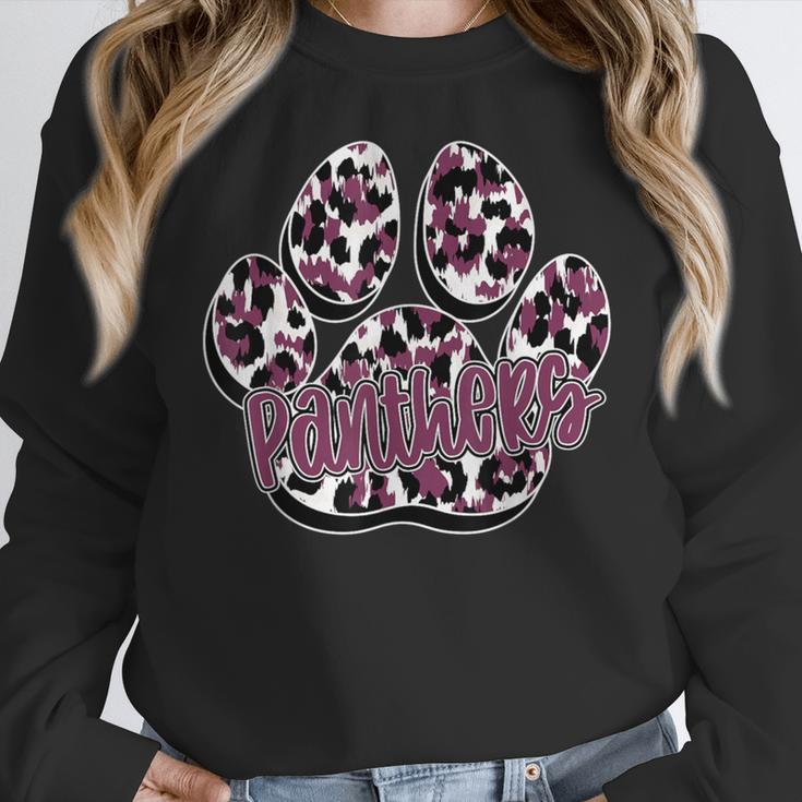 Panthers Paw Print Leopard Maroon Panther Pride Teacher Women Crewneck Sweatshirt, funny design Panthers Paw Print Leopard Maroon Panther Pride Teacher Women Crewneck Sweatshirt, funny design