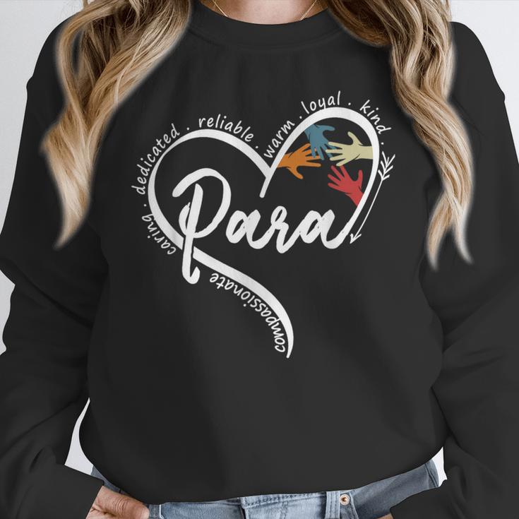 Para Heart Paraprofessional Teacher Paraeducator Women Crewneck Sweatshirt, funny design