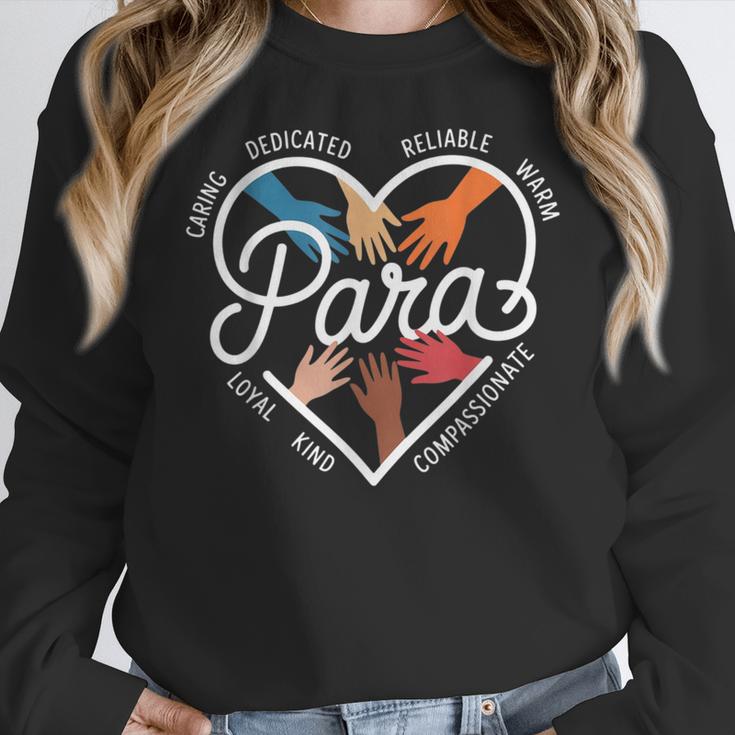 Para Heart Paraprofessional Teacher Paraeducator Women Crewneck Sweatshirt, funny design