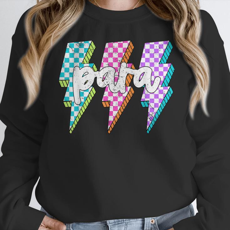 Para Squad Paraprofessional Teacher Lightning Bolt Women Crewneck Sweatshirt, funny design Para Squad Paraprofessional Teacher Lightning Bolt Women Crewneck Sweatshirt, funny design