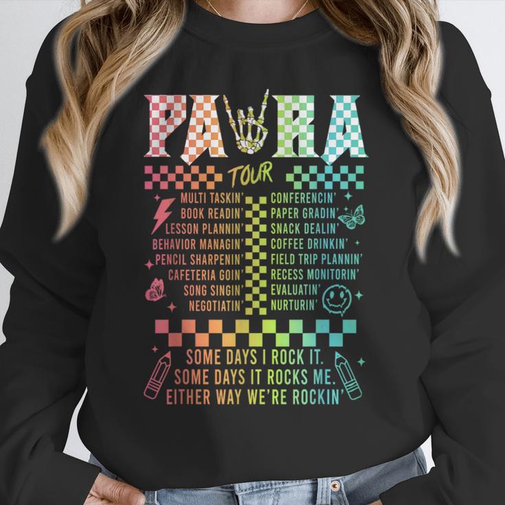 Para Tour Paraprofessional Squad Rock Teacher Back To School Women Crewneck Sweatshirt, funny design Para Tour Paraprofessional Squad Rock Teacher Back To School Women Crewneck Sweatshirt, funny design