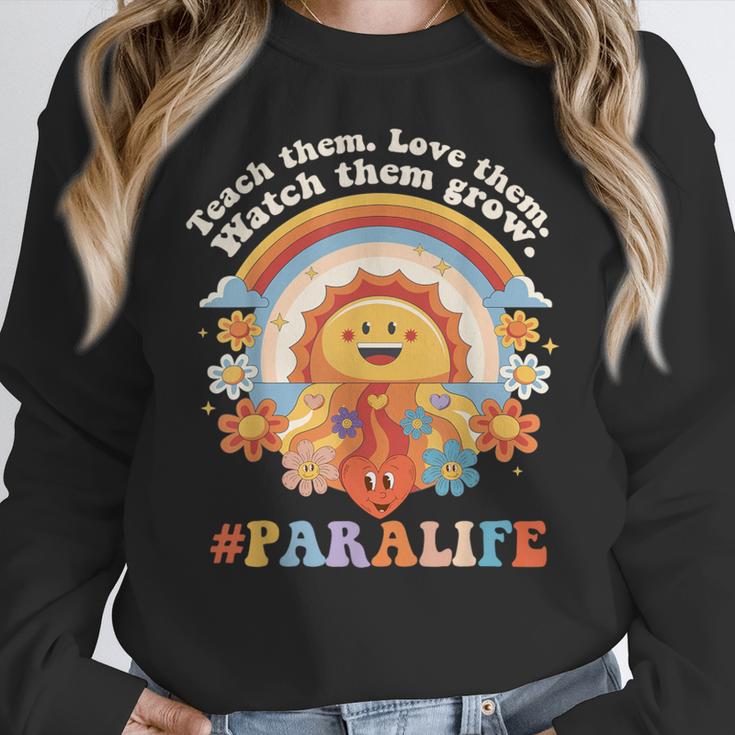 Paraprofessional Para Life Sun Flower Teacher Back To School Women Crewneck Sweatshirt, funny design Paraprofessional Para Life Sun Flower Teacher Back To School Women Crewneck Sweatshirt, funny design
