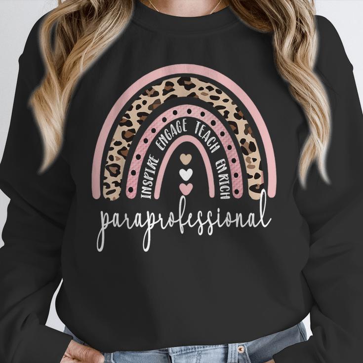 Paraprofessional Rainbow Para Teacher Parapro Women Crewneck Sweatshirt, funny design Paraprofessional Rainbow Para Teacher Parapro Women Crewneck Sweatshirt, funny design