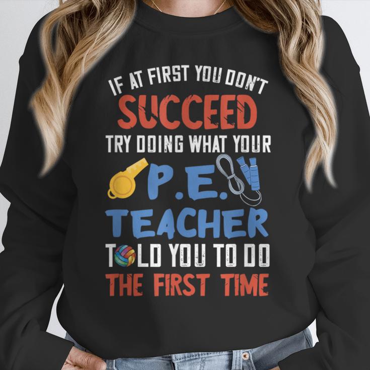 PE Teacher Succeed Sport Teacher School Fitness Gym Class Men Women Women Crewneck Sweatshirt, Pe Teacher Gifts, funny design