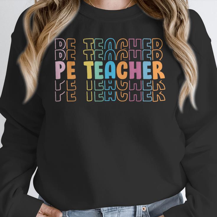 PE Teacher Vintage Retro Groovy Physical Education Teacher Women Crewneck Sweatshirt, Pe Teacher Gifts, Groovy Teacher Gifts, funny design