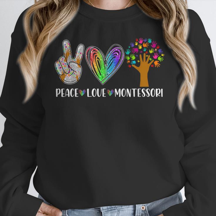 Peace Love Montessori Daycare Teacher Appreciation Women Crewneck Sweatshirt, funny design Peace Love Montessori Daycare Teacher Appreciation Women Crewneck Sweatshirt, funny design