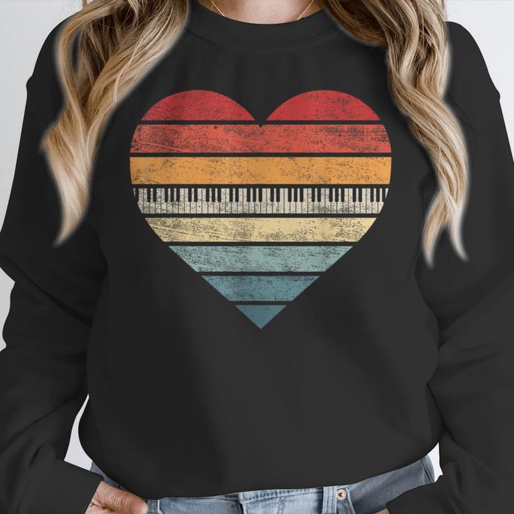 Pianist Retro Sunset Piano Keyboard Player Teacher Women Crewneck Sweatshirt, funny design Pianist Retro Sunset Piano Keyboard Player Teacher Women Crewneck Sweatshirt, funny design