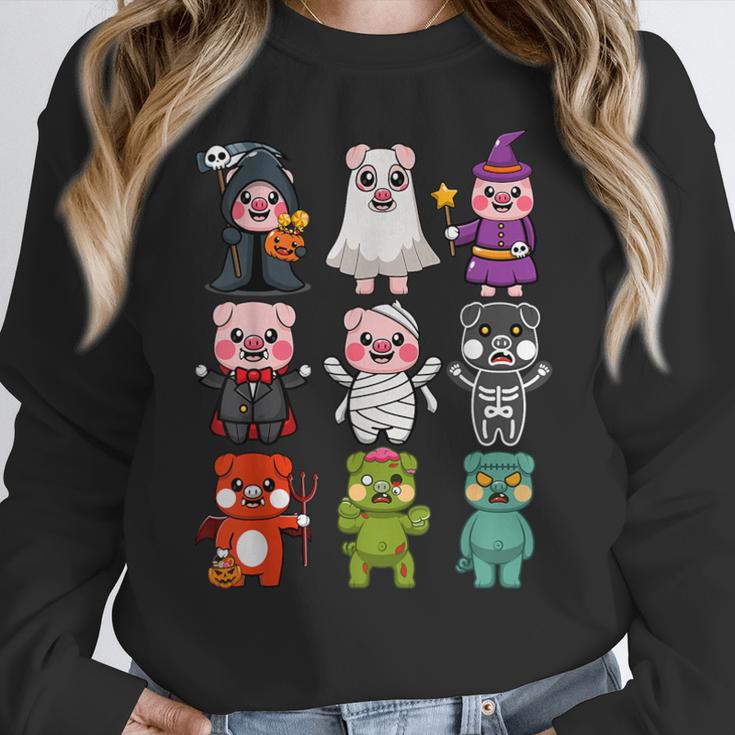 Pig Spooky Ghost Witch Boo-Jee Horror Pumpkin Pig Halloween Women Crewneck Sweatshirt, funny design
