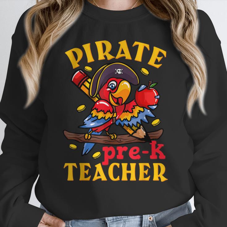 Pirate Pre-K Teacher Preschool Halloween Women Crewneck Sweatshirt, funny design Pirate Pre-K Teacher Preschool Halloween Women Crewneck Sweatshirt, funny design