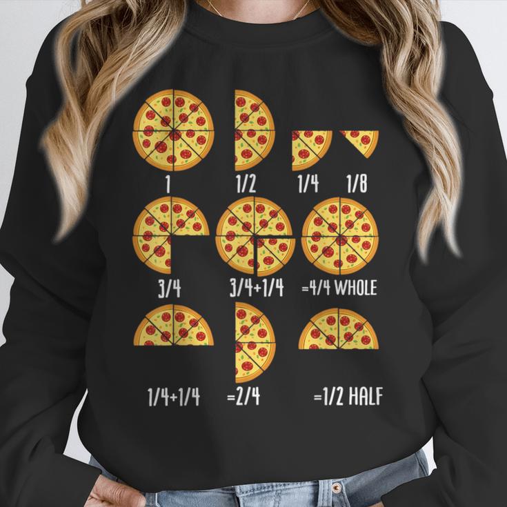 Pizza Slice Fraction Math Teacher Back To School Educational Women Crewneck Sweatshirt, funny design