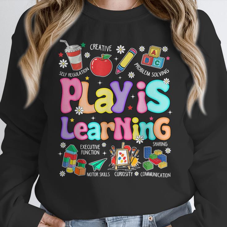 Play Is Learning Educational Teacher Women Women Crewneck Sweatshirt, funny design