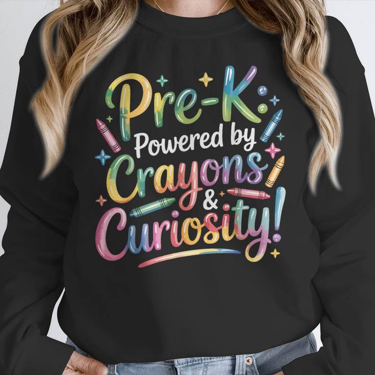 Pre-K Crayons & Curiosity Preschool Teachers Life Tie Dye Women Crewneck Sweatshirt, funny design