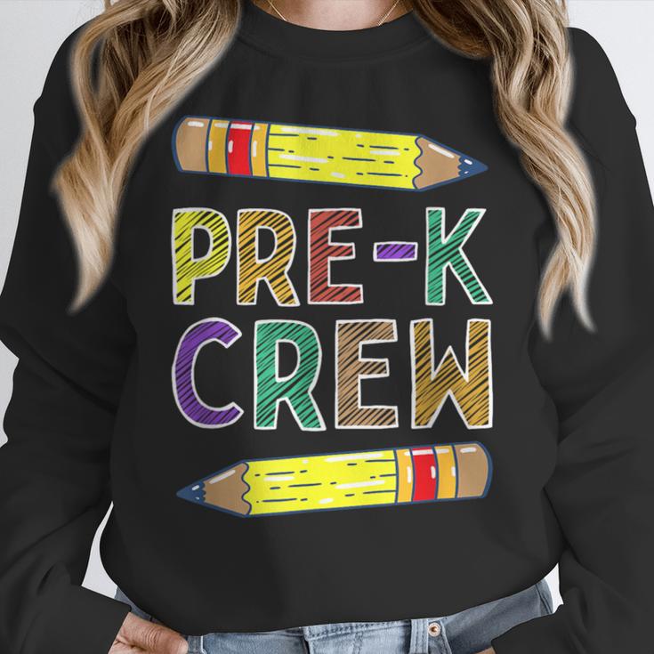 Pre-K Crew PreK Teachers Back To School Women Crewneck Sweatshirt, funny design