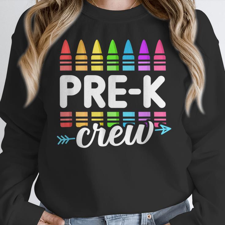 Pre-K Crew Teacher Team Squad Hello Back School Graduation Women Crewneck Sweatshirt, funny design Pre-K Crew Teacher Team Squad Hello Back School Graduation Women Crewneck Sweatshirt, funny design