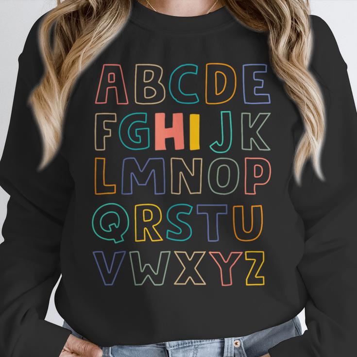 Pre K Kindergarten Hi Alphabet Back To School Teachers Men Women Girls Kids Women Crewneck Sweatshirt, funny design Pre K Kindergarten Hi Alphabet Back To School Teachers Men Women Girls Kids Women Crewneck Sweatshirt, funny design