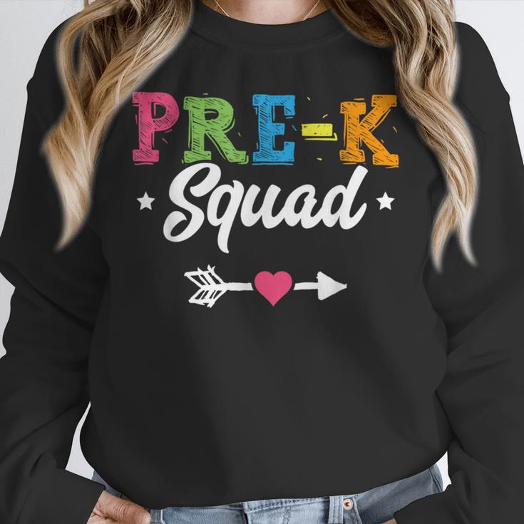 Pre-K Squad Teacher Student Kids Preschool Back To School Women Crewneck Sweatshirt, funny design Pre-K Squad Teacher Student Kids Preschool Back To School Women Crewneck Sweatshirt, funny design
