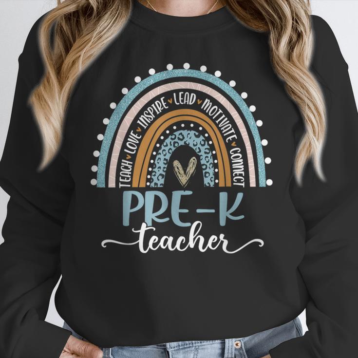 Pre-K Teacher Leopard Boho Rainbow Back To School Women Crewneck Sweatshirt, funny design Pre-K Teacher Leopard Boho Rainbow Back To School Women Crewneck Sweatshirt, funny design