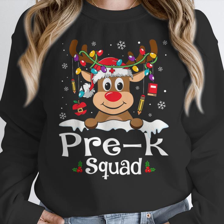 Pre-k Teacher Squad Reindeer Teacher Christmas Women Crewneck Sweatshirt, funny design