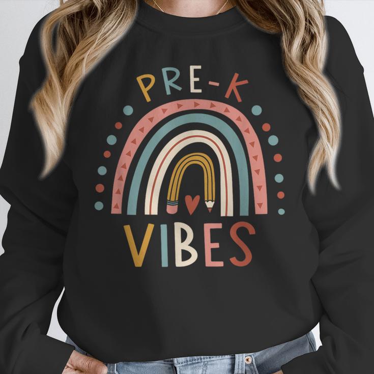 Pre K Vibes Back To School Student Teacher Women Crewneck Sweatshirt, funny design Pre K Vibes Back To School Student Teacher Women Crewneck Sweatshirt, funny design