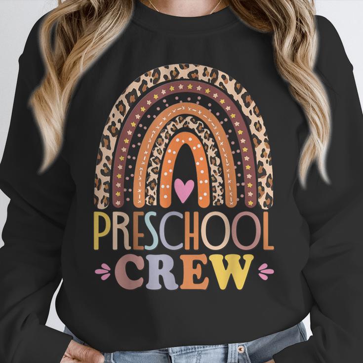 Preschool Crew Cute Leopard Rainbow Back To School Teachers Women Crewneck Sweatshirt, funny design Preschool Crew Cute Leopard Rainbow Back To School Teachers Women Crewneck Sweatshirt, funny design